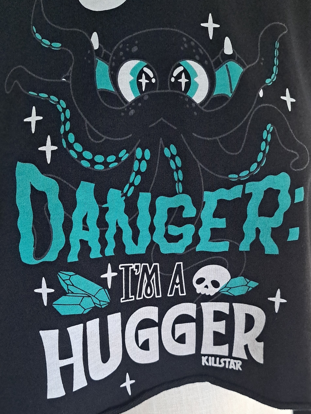 Killstar Danger I'm A Hugger Cthulhu Crop Sweatshirt XS Black Goth EUC - Picture 2 of 10